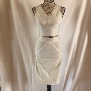 White 2 piece body con dress